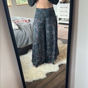 Free People Blue and Gray Wide Leg Pants